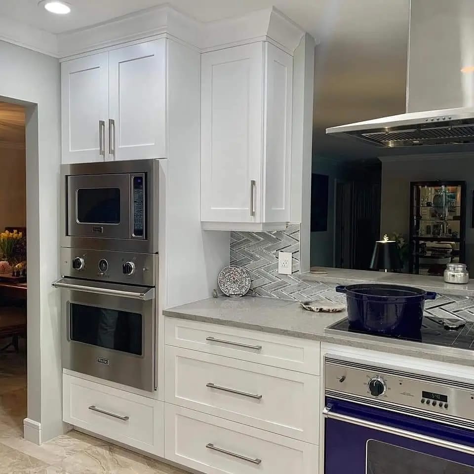 Freshly painted kitchen cabinets