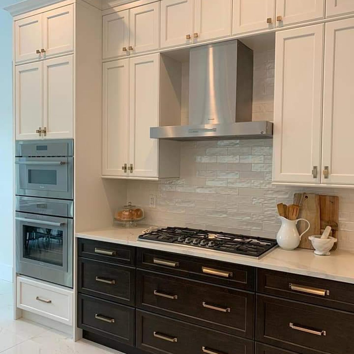 Freshly painted kitchen cabinets