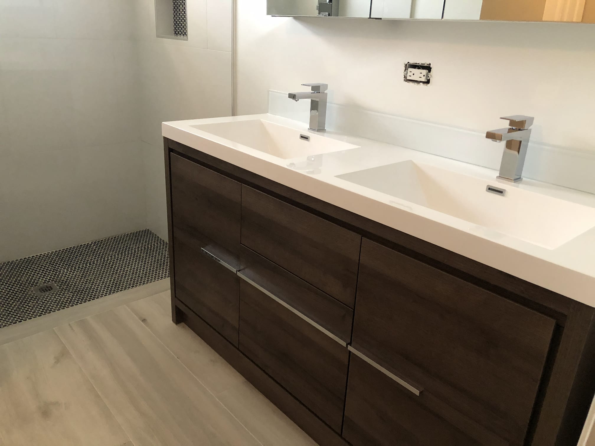 Walnut double vanity